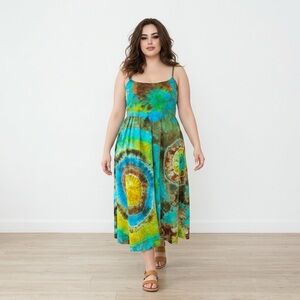 Handmade Ice Dyed Geode Midi Dress